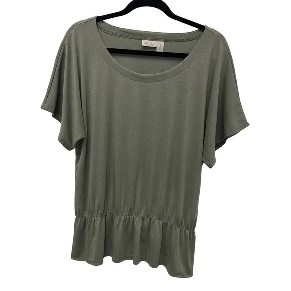 Chico's Easy Wear Short Sleeve Peplum Top Green 16 - Picture 5 of 8
